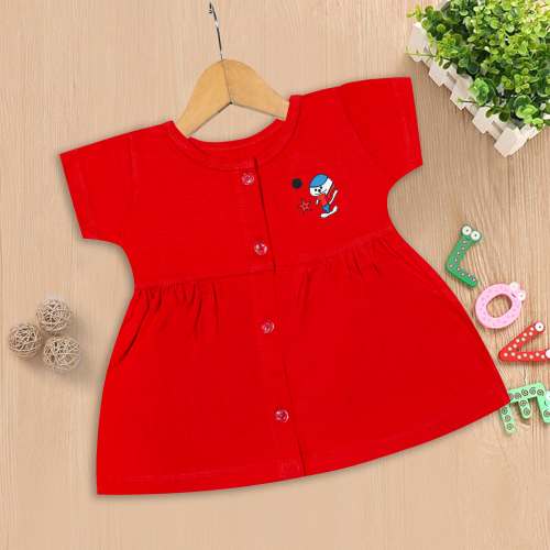 Red baby girl frock cotton short sleeves