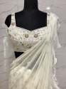 Cream Pre Draped Ready to Wear Saree Ethnic Saree Wholesaler thumb 1