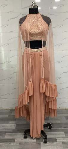 Indo Western Crop Top And Dhoti