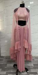 Indo Western Crop Top and Dhoti with Ruffle Jacket Wholesaler MultiColor by Mani Fashion