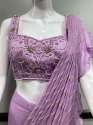 Lavender Pink Pre Draped Ready To Wear Saree Ethic Saree Manufacturer thumb 1