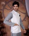 Men's Ethnic Wear Pure White Royal Brocade Nehru Jacket thumb 2