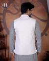 Men's Ethnic Wear Pure White Royal Brocade Nehru Jacket thumb 3