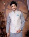 Men's Ethnic Wear Refined Cream Textured Festive Nehru Jacket