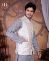 Men's Ethnic Wear Refined Cream Textured Festive Nehru Jacket thumb 2