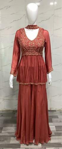 Mani Fashion Paplon Crop Top Set with Choker Style Dupatta 