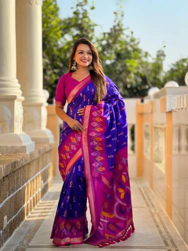 Exclucive Pure Silk Saree With Ikkat And Patola Weaving
