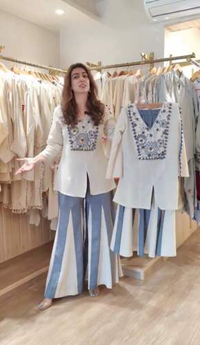 Festival Special Pure Roman Silk Designer Co-ord Set With  Embroidery Mirror Work