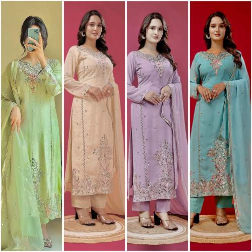 3 PIED DUPACE LONG KURTI WITH BOTTOM ANTTA