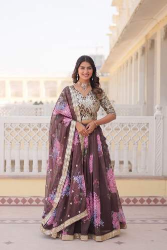 Desirable Russian Silk Women's Fully Flaired Lehenga