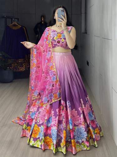 Exclusive Floral & Geometric Printed Lehenga Set