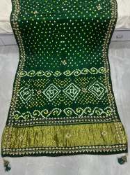 Gaji Silk Original Bandhani With Gota Pati Work Saree