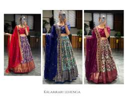 Kalamkari Dola Silk Lehenga Set with Tassel & Georgette Dupatta
