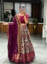 Kalamkari Dola Silk Lehenga Set with Tassel & Georgette Dupatta thumb 1