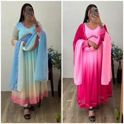 Party Wear Weightless, Padding 3D Georgette Alia Cut 3 pice