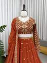 Premium Designer Orange Lehenga   thumb 2
