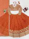 Premium Designer Orange Lehenga   thumb 3