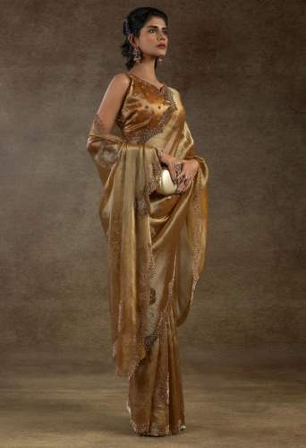 premium Jarkhan diamond work designer saree