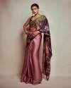 Soft Japan Satin Saree with Valmoti Handwork & Digital Printed Floral Pallu