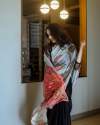 Soft Japan Satin Saree with Valmoti Handwork & Digital Printed Floral Pallu thumb 3