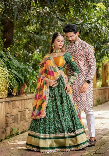 Traditional Bandhani Lagdi patta Lehenga and Kurta Combo 