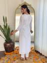 White BSY Viscose Embroidered Straight Kurti Set  thumb 4