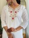 White BSY Viscose Embroidered Straight Kurti Set  thumb 5
