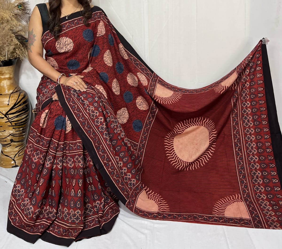 AJRAKH SAREE by faria ajrakh