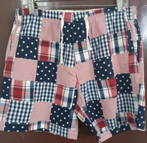 100% Cotton Yarn Dyed Patchwork Boys Shorts