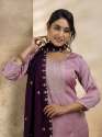 Aarnaviya Women's Embroidered Silk Blend Kurta Pant Sets With Dupatta thumb 1