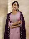 Aarnaviya Women's Embroidered Silk Blend Kurta Pant Sets With Dupatta thumb 3