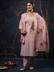 baby Pink  Women Kurta and Pant Sets Simar Silk fabric