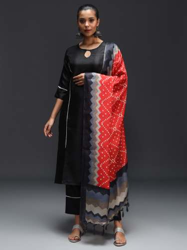 balck ladies fancy top bottom duppta set manufaturer 