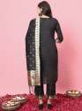 Black Aanira Black Cotton Silk Jacquard Kurta Pant With Banarasi Silk dupatta thumb 2