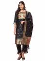 Black Aanira Black Cotton Silk Jacquard Kurta Pant With Banarasi Silk dupatta thumb 3