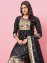 Black Aanira Black Cotton Silk Jacquard Kurta Pant With Banarasi Silk dupatta thumb 4