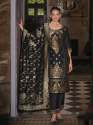 Black Women Silk Blend Kurta Pant Dupatta Set