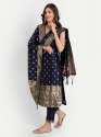 Blue Aangan Ethnic Kurta with Trousers & Dupatta Set