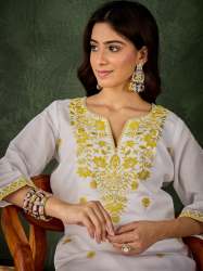 Designer Roman Silk Kurti Pant Set 