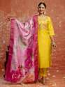 Cotton Silk Kurta Set Elegant Embroidered Ready to Wear Outfit with Dupatta