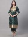 Green Cotton Silk Jacquard Kurta Pant With Banarasi Silk dupatta