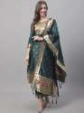 Green Cotton Silk Jacquard Kurta Pant With Banarasi Silk dupatta thumb 1