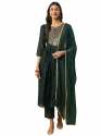 Green Nritya Women Flared Kurta and Trousers Pant Set Cotton Silk Blend thumb 1