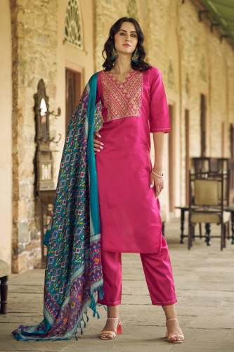 Jyoti Women Kurta and Trousers Pant Set Silk Blend