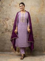 Levender Women Kurta and Pant Sets Silk Blend Fabric