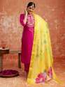 Women Silk Blend Kurta Pant Dupatta Set