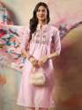 Pink Anokhi Women Kurta and Trouser Duppata Set chanderi modal Butti thumb 2
