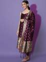 Purple Aangan Ethnic Kurta with Trousers & Dupatta Set