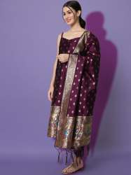 Purple Aangan Ethnic Kurta with Trousers & Dupatta Set