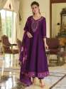 purple ladies fancy anarkali suits thumb 2